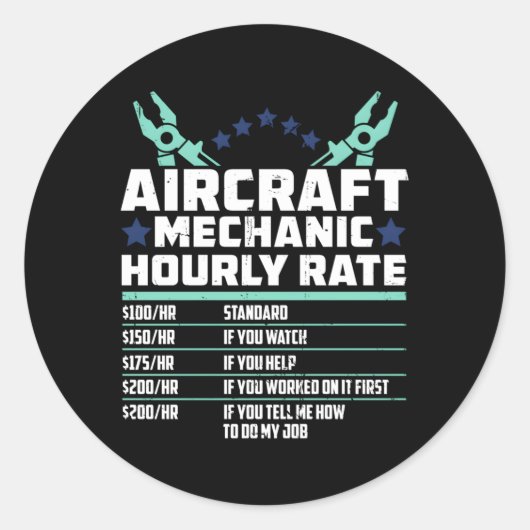 Sticker Rond Ingénieur mécanicien d'aéronef Technicien d'avion (Devant)