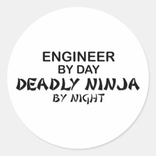 Sticker Rond Ingénieur Ninja mortel par nuit