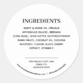 Sticker Rond Ingrédients (Devant)