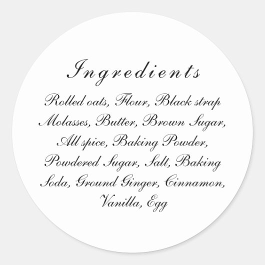 Sticker Rond Ingrédients chic noir et blanc personnalisés do-it (Devant)