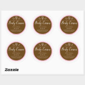 Sticker Rond Ingrédients de crème corporelle maison rose marron (Feuille)