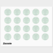 Sticker Rond Ingrédients de gâteau de script pastel vert minima (Feuille)