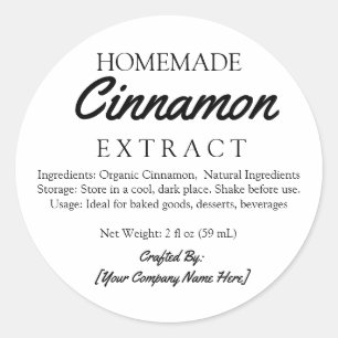 Sticker Rond Ingrédients d'extraction de cannelle faits maison