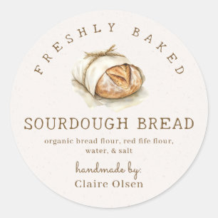 Sticker Rond Ingrédients pour pain de campagne au levain