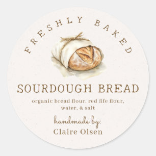 Sticker Rond Ingrédients pour pain de campagne au levain