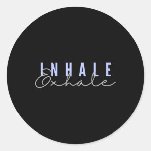 Sticker Rond Inhaler Exhaler Yoga Zen Méditation Pleine Conscie
