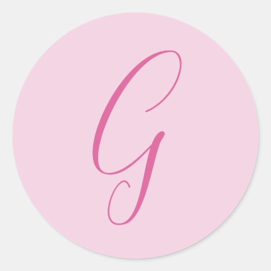 Sticker Rond Initial Letter Monogram Light Pink Plain Chic (Devant)