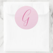 Sticker Rond Initial Letter Monogram Light Pink Plain Chic (Sac)
