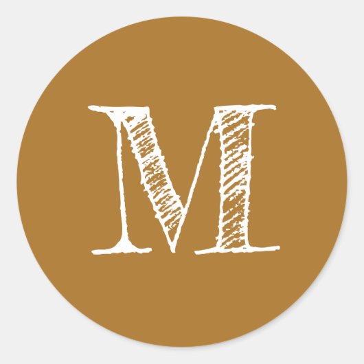 Sticker Rond Initial Monogramme Doré Moutarde (Devant)