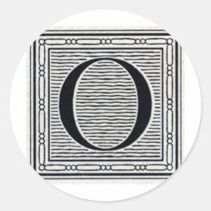 Sticker Rond Initiale de bois de graveur de gravure sur bois en
