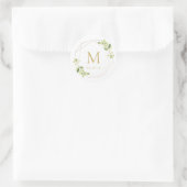 Sticker Rond Initiale de mariage de verdure et d'or (Sac)