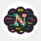 Sticker Rond Initiale du nom de fleur florale Nana (Devant)