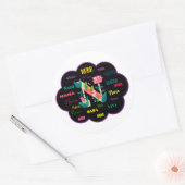 Sticker Rond Initiale du nom de fleur florale Nana (Enveloppe)