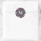 Sticker Rond Initiale florale aquarelle rose et violette (Sac)