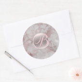 Sticker Rond Initiale Monogramme Moderne Glamour Marbre Or Rose (Enveloppe)