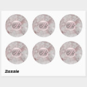 Sticker Rond Initiale Monogramme Moderne Glamour Marbre Or Rose (Feuille)