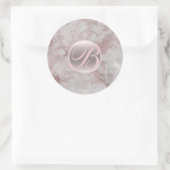 Sticker Rond Initiale Monogramme Moderne Glamour Marbre Or Rose (Sac)