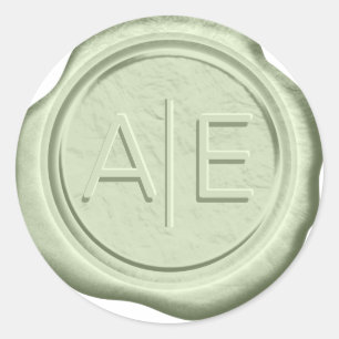 Sticker Rond Initiales à l'accent Mariage de sceau de cire vert