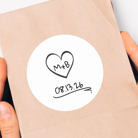 Sticker Rond Initiales chic intemporelles simples Mariage d'esq