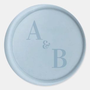 Sticker Rond Initiales collants de mariage bleu cire poussiéreu