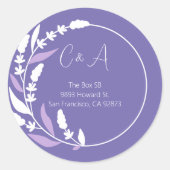 Sticker Rond Initiales de cercle feuillus violet (Devant)