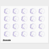 Sticker Rond Initiales de cercle feuillus violet (Feuille)