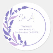 Sticker Rond Initiales de cercle feuillus violet (Devant)