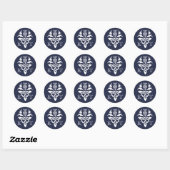 Sticker Rond Initiales de chardon celtique - Marine (Feuille)