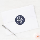 Sticker Rond Initiales de chardon celtique - Marine (Enveloppe)