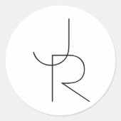 Sticker Rond Initiales de chevauchement modernes 2 | Noir en bl (Devant)