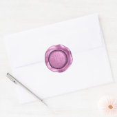 Sticker Rond Initiales de cire rose Faux Monogramme (Enveloppe)
