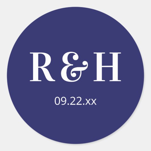 Sticker Rond Initiales de couple bleu marine (Devant)