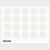 Sticker Rond Initiales de Faire-part de mariage de courge dorée (Feuille)