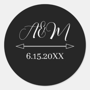 Sticker Rond Initiales de la mariée et de la chambre Date Maria