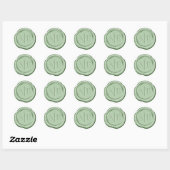 Sticker Rond Initiales de Mariage de cire Faux Moss Green ID956 (Feuille)
