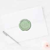 Sticker Rond Initiales de Mariage de cire Faux Moss Green ID956 (Enveloppe)