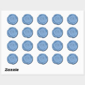 Sticker Rond Initiales de Mariage de cire Faux Porcelain Blue I (Feuille)