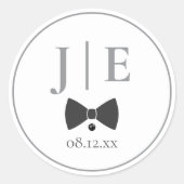Sticker Rond Initiales de Mariage de Cravate de Bow Noir sur me (Devant)