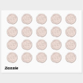 Sticker Rond Initiales de Mariage de sceau de cire Rose Gold ID (Feuille)