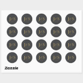Sticker Rond Initiales de Mariage d'élégance simple ID1022 de c (Feuille)