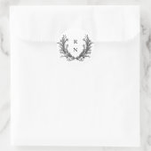 Sticker Rond Initiales de mariage en couronne vintage Monogramm (Sac)