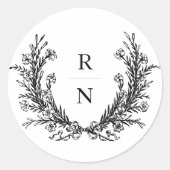 Sticker Rond Initiales de mariage en couronne vintage Monogramm (Devant)