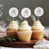 Sticker Rond Initiales de mariée et de chambre Fleur sauvage Po