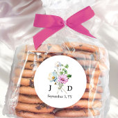 Sticker Rond Initiales de mariée et de chambre Fleur sauvage Po