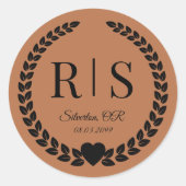 Sticker Rond Initiales de monogramme de mariage Copper Glow (Devant)