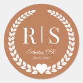 Sticker Rond Initiales de monogramme de mariage Copper Glow (Devant)