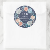Sticker Rond Initiales de monogramme floral Nom de famille pers (Sac)