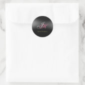 Sticker Rond Initiales de monogramme gris noir Simple (Sac)