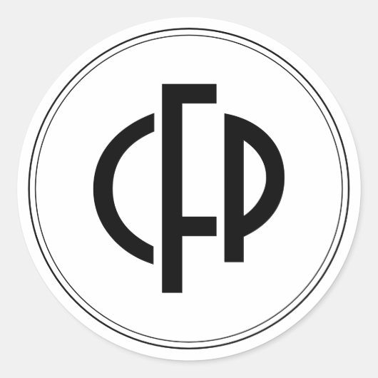 Sticker Rond Initiales de Monogramme noir simple et simple mode (Devant)