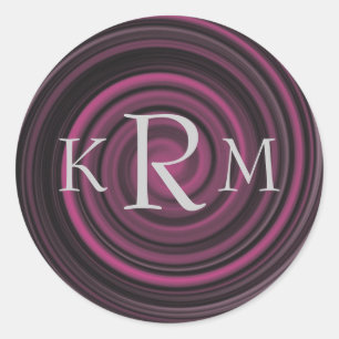 Sticker Rond Initiales de monogramme personnalisées tourbillons